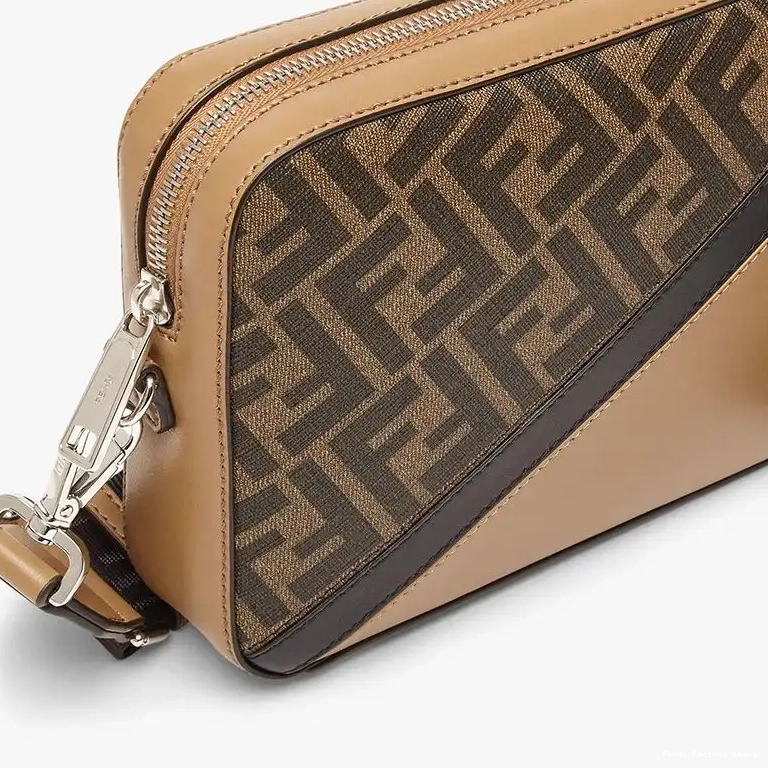 Cheap Brown In Compact Fabric Motif Black Fendi FF Case Camera 0504